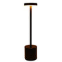 Moderne schwarze Stehlampe, LED, zylindrischer Sockel, minimalistisches Design, Innenbeleuchtung.