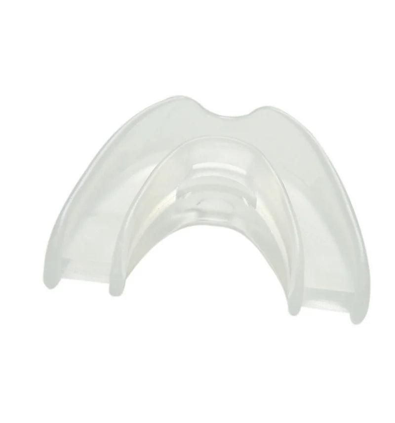 Transparente Zahnschiene aus Kunststoff, kieferorthopädisches Hilfsmittel, zahnmedizinisches Gerät.