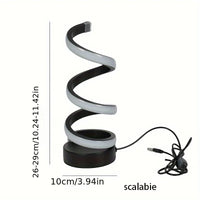 Spiralförmige LED-Tischlampe, schwarz-weiß, dimmbar, modernes Design, USB-Anschluss.