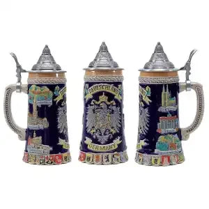 Bierkrug mit Relief & Zinndeckel (0,8 L) – BavariaKrug Oktoberfest 2025