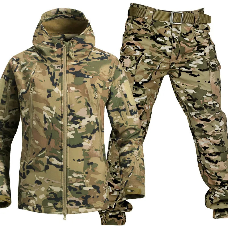 Tarnanzug Set, Camouflage Jacke und Hose, Outdoor, wasserdicht, winddicht, Jagd, Militär.