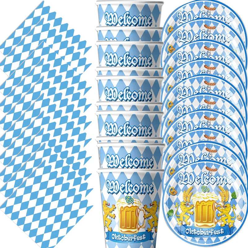 Einweg-Partygeschirr Set im Oktoberfest-Design (60-teilig) – WillkommenSet Oktoberfest 2025