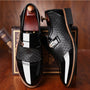 Schwarze Herren-Lederslipper mit Schnalle, elegantes Design, rutschfeste Sohle, formell.