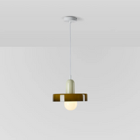 Moderne Pendelleuchte aus Glas, olivgrün, minimalistisch, für Wohnzimmer oder Esszimmer.