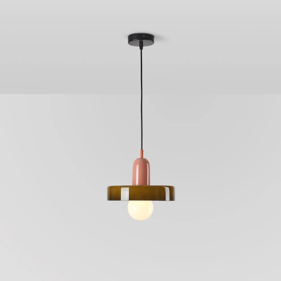 Moderne Hängelampe, braun-rosa, Glas, E27, LED-kompatibel, Wohnzimmerbeleuchtung.