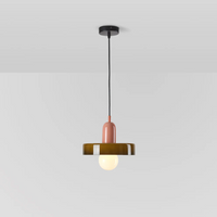 Moderne Hängelampe, braun-rosa, Glas, E27, LED-kompatibel, Wohnzimmerbeleuchtung.