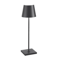 Schwarze Tischlampe, modernes Design, Metall, minimalistisch, Beleuchtung, Inneneinrichtung.