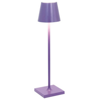 Lila Tischlampe aus Metall, modernes Design, LED-Beleuchtung, ideal für Wohnzimmer oder Büro.