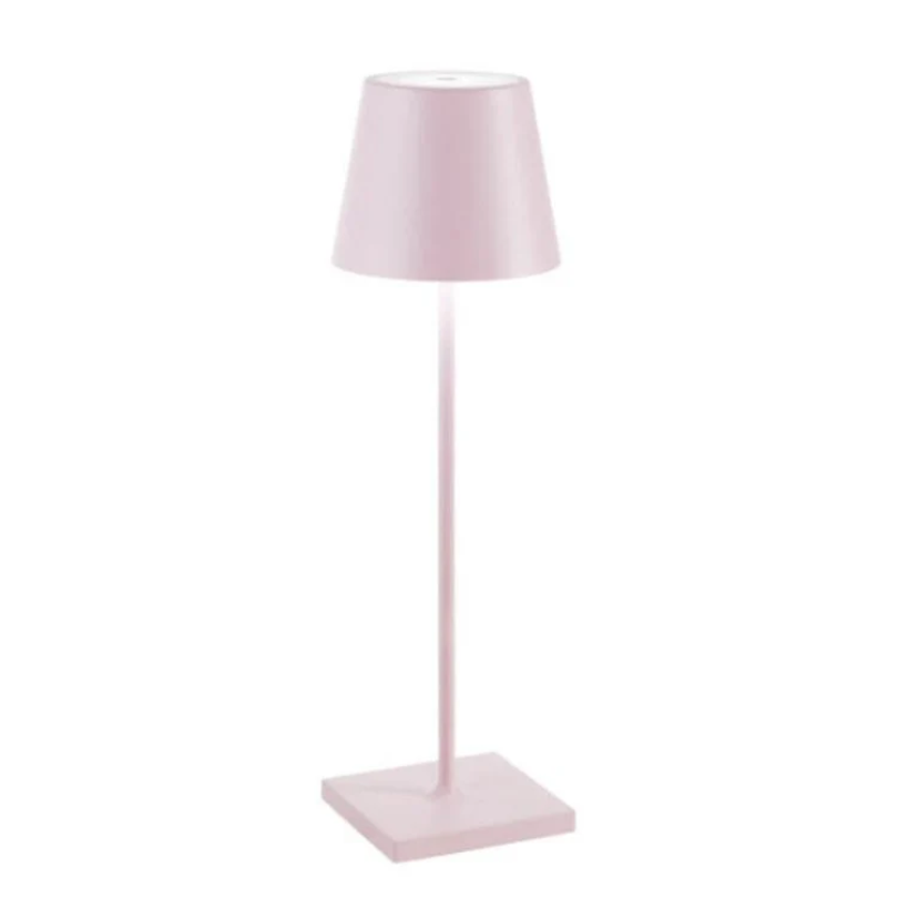 Rosa Tischlampe, modernes Design, Metall, ideal für Wohnzimmer oder Bürobeleuchtung.