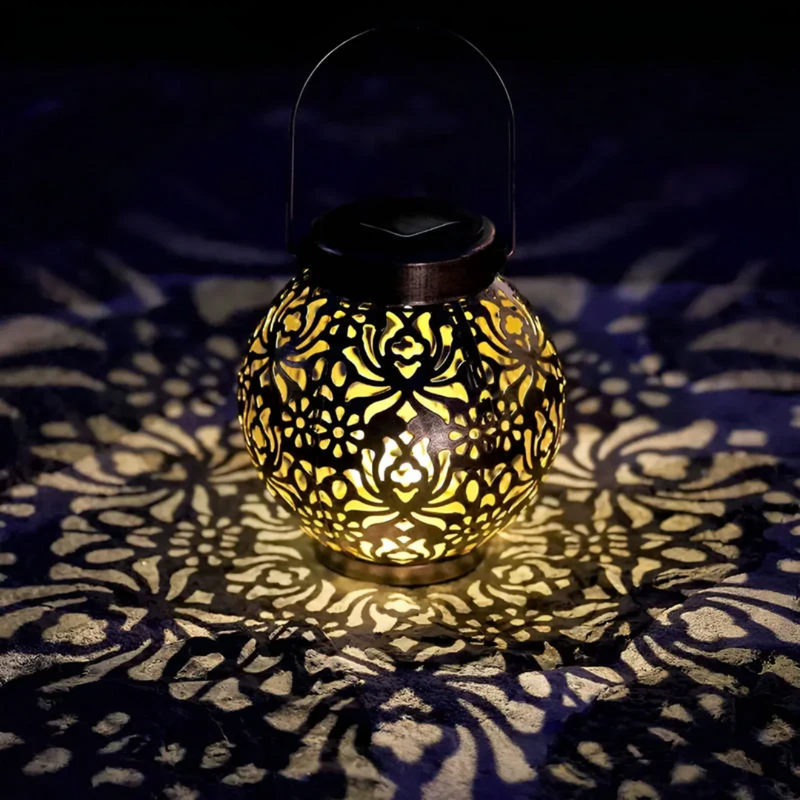 Solarbetriebene Gartenlaterne, orientalisches Design, warmweißes LED-Licht, dekorative Beleuchtung