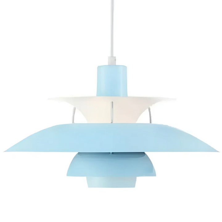 Blaue Pendelleuchte, modernes Design, Metall, skandinavischer Stil, Innenbeleuchtung.