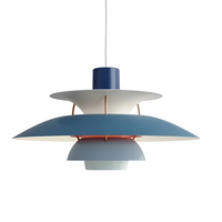 Moderne blaue und weiße Pendelleuchte, skandinavisches Design, Metall, Wohnzimmerbeleuchtung