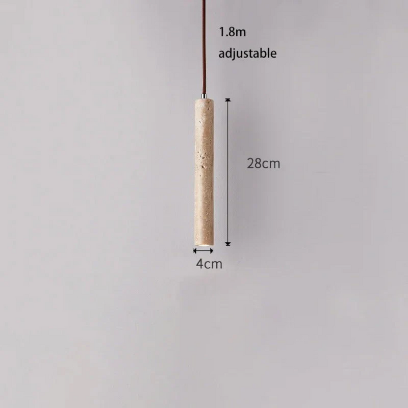 Hängelampe Zylinder Beton, 1,8m verstellbar, 28cm hoch, 4cm Durchmesser, modernes Design.