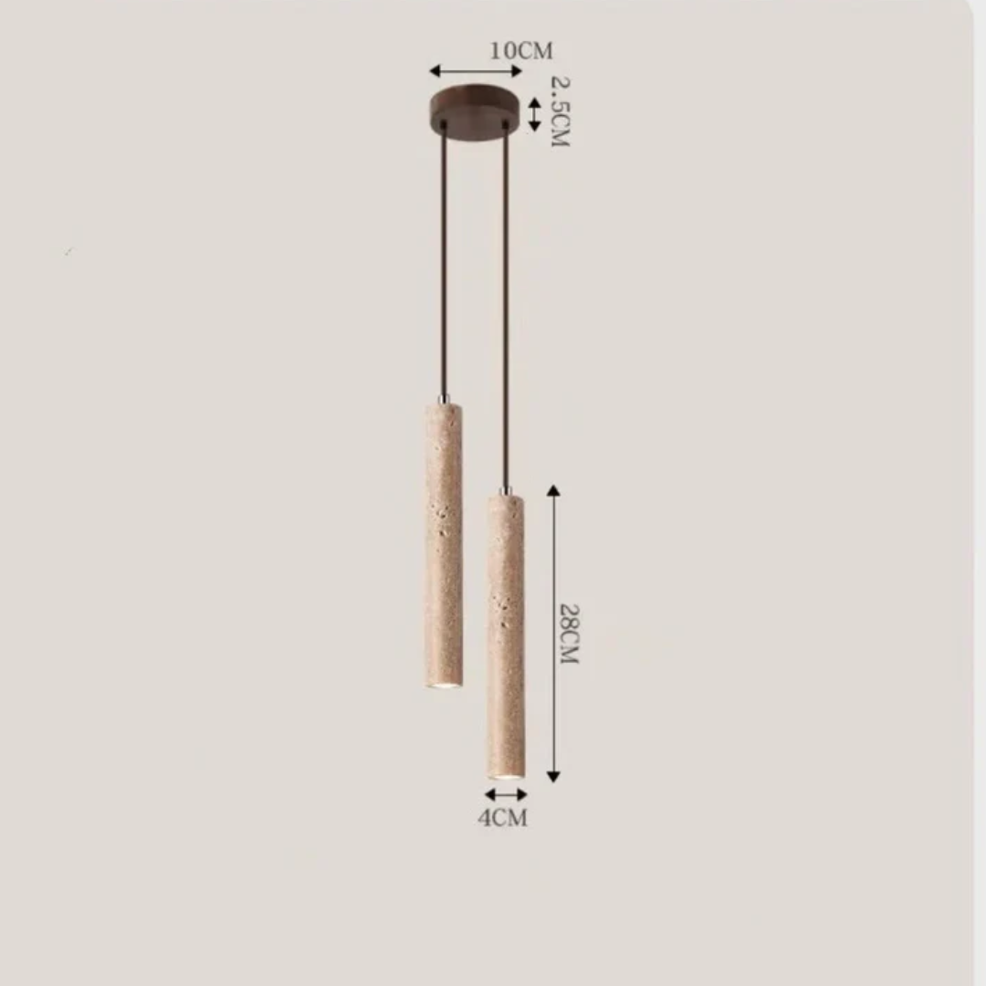 Zylindrische Pendelleuchte aus Holz, zweiflammig, modern, hängend, für Esszimmer oder Küche.