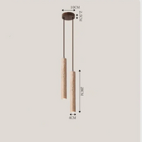 Zylindrische Pendelleuchte aus Holz, zweiflammig, modern, hängend, für Esszimmer oder Küche.
