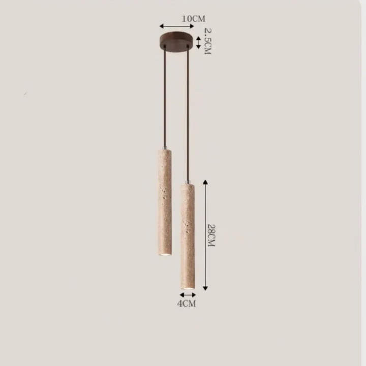 Zylindrische Pendelleuchte aus Holz, zweiflammig, modern, hängend, für Esszimmer oder Küche.
