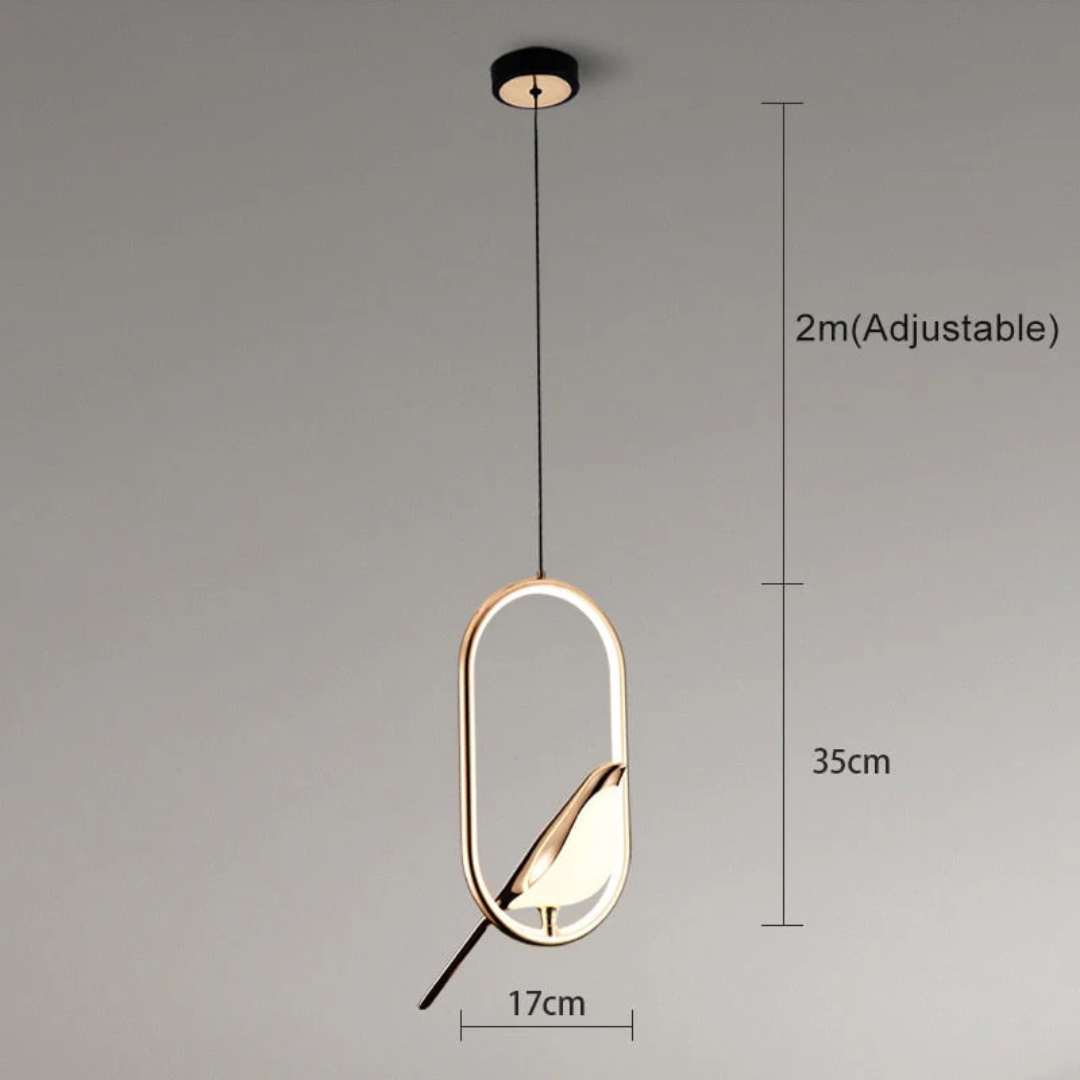Moderne LED-Pendelleuchte, gold, verstellbar, 2m, 35cm Höhe, elegantes Design, Innenbeleuchtung.