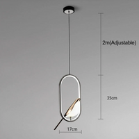 Moderne LED-Pendelleuchte, oval, verstellbar, 2m, 35cm, schwarz-weiß, Innenbeleuchtung.