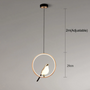 Moderne LED-Pendelleuchte mit Vogel-Design, verstellbar, 2m, goldfarben, 29cm Durchmesser.