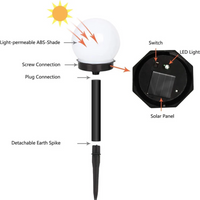 Solarbetriebene Gartenleuchte mit LED, lichtdurchlässigem ABS-Schirm, Erdspieß, schwarz.