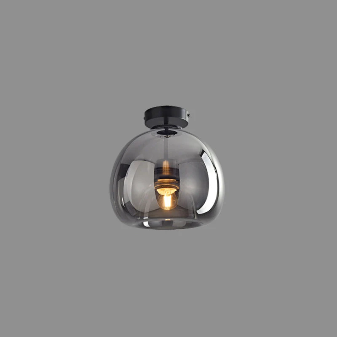 Moderne Deckenleuchte aus Glas, schwarz, rund, für Wohnzimmer oder Büro, elegantes Design.