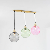 Dreifarbige Glas-Pendelleuchte, modern, hängend, schwarz, grün, rosa, für Wohnzimmer.
