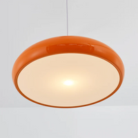 Orangefarbene Deckenleuchte, rund, modern, LED, Wohnzimmerbeleuchtung, energiesparend.