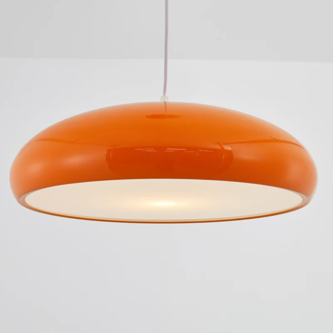 Orange Deckenleuchte, modernes Design, runde Form, Innenbeleuchtung, Wohnzimmerlampe.