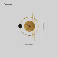 Goldene Wanduhr modern, geometrisches Design, 57cm, Metall, stilvolle Dekoration, Wohnzimmeruhr