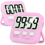 Zwei rosa digitale Küchentimer mit großen LCD-Displays und Ständer.