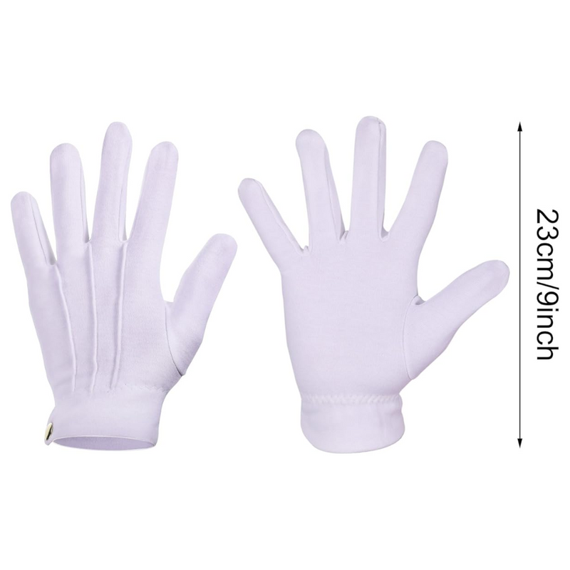 Weiße Baumwollhandschuhe, 23 cm, für Zeremonien und Inspektionen.