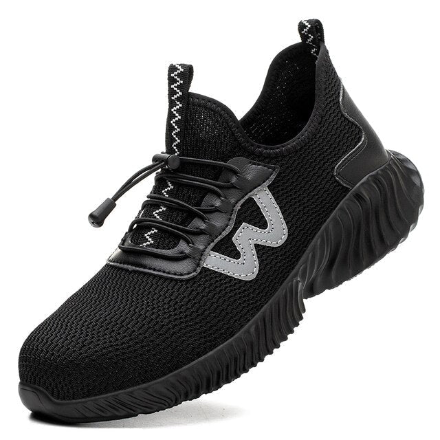 Schwarze Sicherheitsschuhe Herren, rutschfest, atmungsaktiv, Arbeitsschuhe, Sneakers.
