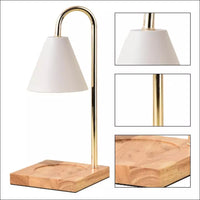 Aromatherapie-Kerzenwärmer Tischlampe, goldener Ständer, Holzsockel, modernes Design.