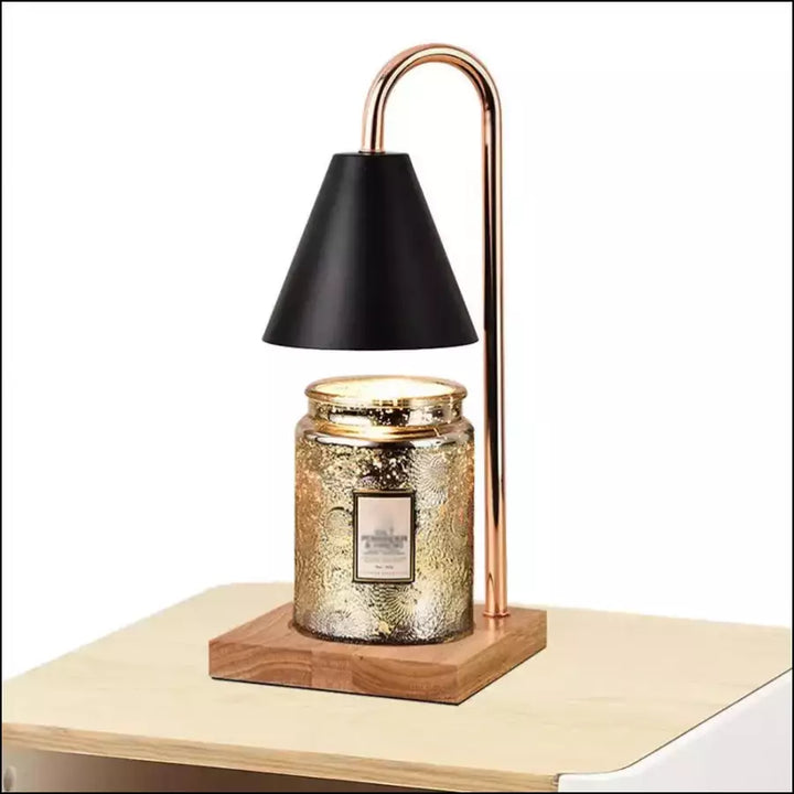 Aromatherapie-Kerzenwärmer Tischlampe, goldfarben, dekorativ, modernes Design, Holzsockel.