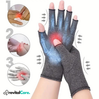 Graue Kompressionshandschuhe für Arthritis-Schmerzlinderung, Handgelenk- und Fingerschutz.