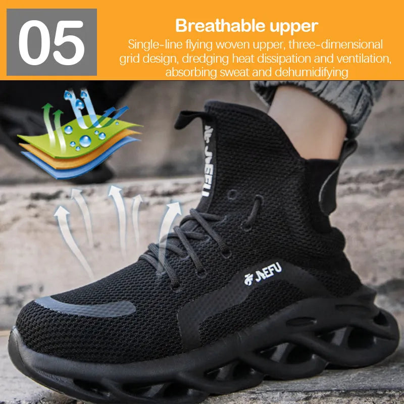 Schwarzer Sneaker mit atmungsaktivem Mesh-Obermaterial und innovativer Sohlentechnologie.