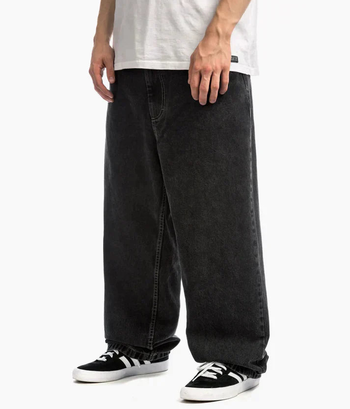 Baggy Big Boy Jeans, schwarz, urbaner Skate-Stil, lockere Passform, Herrenmode, Denim-Hose