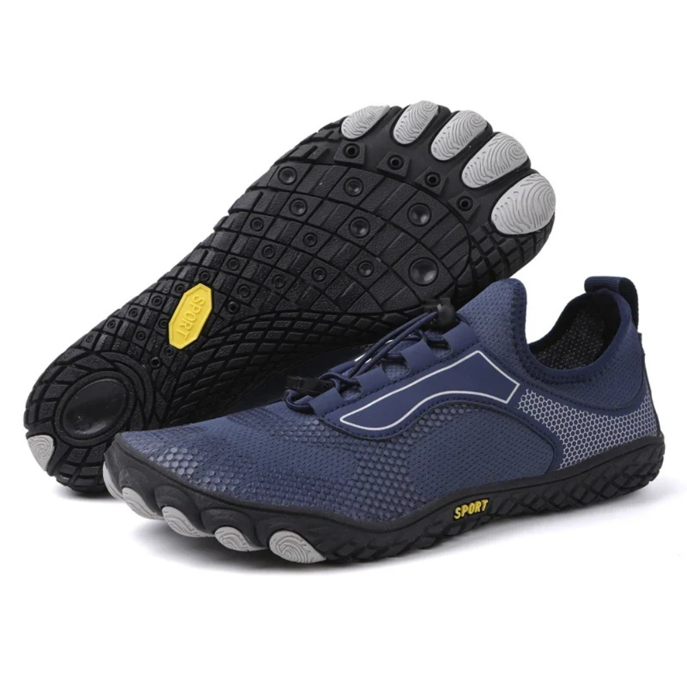 Blaue Barfußschuhe, rutschfeste Sohle, atmungsaktiv, sportlich, leicht, Herren.
