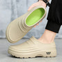Beige Clogs mit grüner Innensohle, rutschfest, Unisex, bequem, Freizeit, leicht, modern.