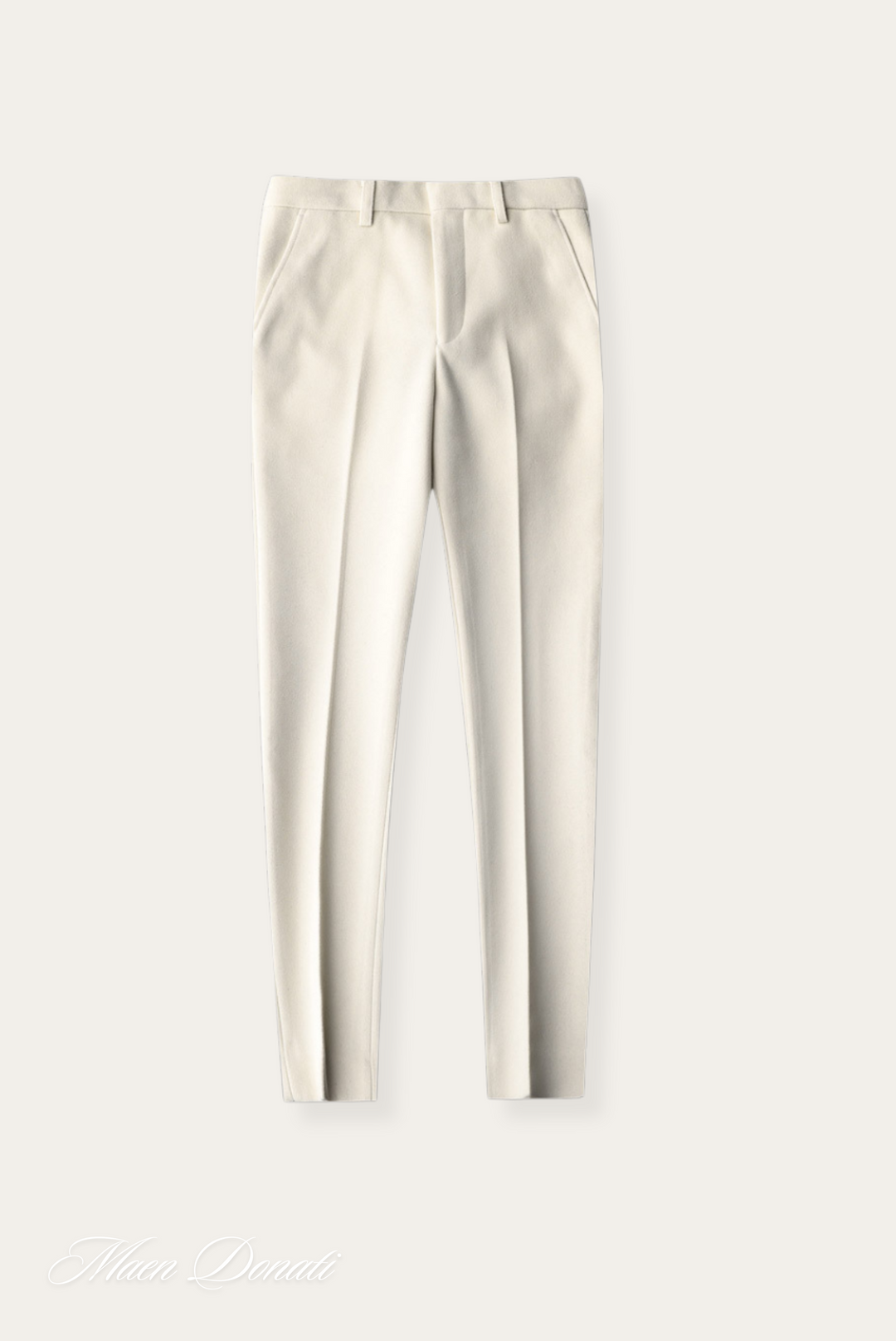 Beige Damenhose, elegante Anzughose, Baumwollmischung, gerade Passform, Büro- und Freizeitkleidung.
