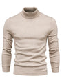 Beiger Rollkragenpullover Herren, Strick, Langarm, Wintermode, warm, elegant.