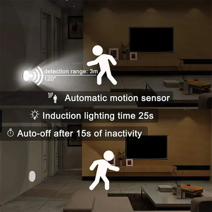 Bewegungsmelder Nachtlicht, automatischer Sensor, LED, 3m Reichweite, energiesparend, Innenbereich.