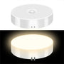 Runde LED-Nachtlampe mit Bewegungsmelder, weiß, energiesparend, für Innenräume.