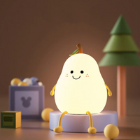 Leuchtende Birnenlampe mit Gesicht, Kinderzimmer-Dekoration, Nachtlicht, warmes LED-Licht.