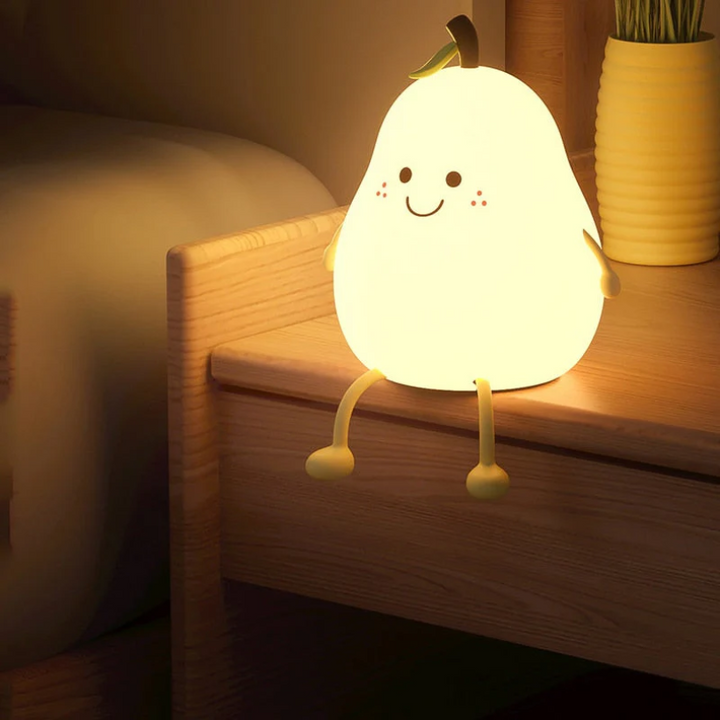 Leuchtende Birnenlampe mit Gesicht, LED-Nachtlicht, Kinderzimmer-Dekoration, warmes Licht