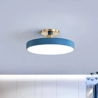 Blaue Deckenleuchte modern, rund, LED, Metall, Wohnzimmerlampe, energiesparend, stilvoll.