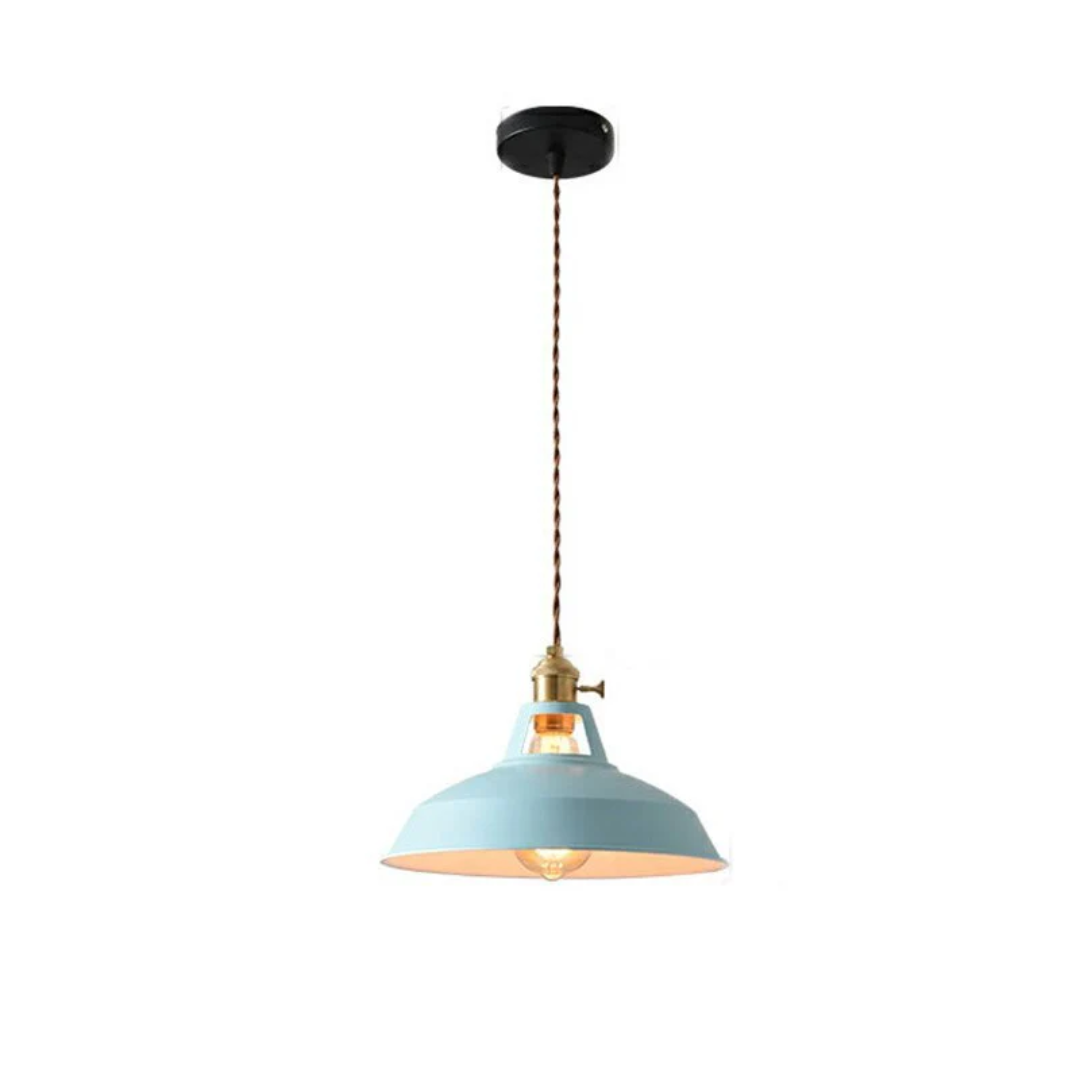 Blaue industrielle Hängelampe, Metall, Vintage-Stil, E27 Fassung, Innenbeleuchtung.