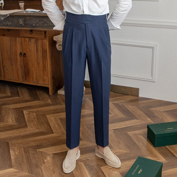 Elegante blaue Anzughose für Herren, aus Wolle, ideal für formelle Anlässe.