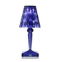 Blaue Kristalltischlampe, modernes Design, facettierter Schirm, elegante Wohnkultur.