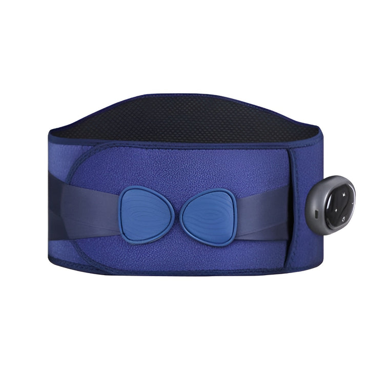 Blauer elektrischer Taillengürtel zur Muskelstimulation, Fitnessgerät, verstellbar.